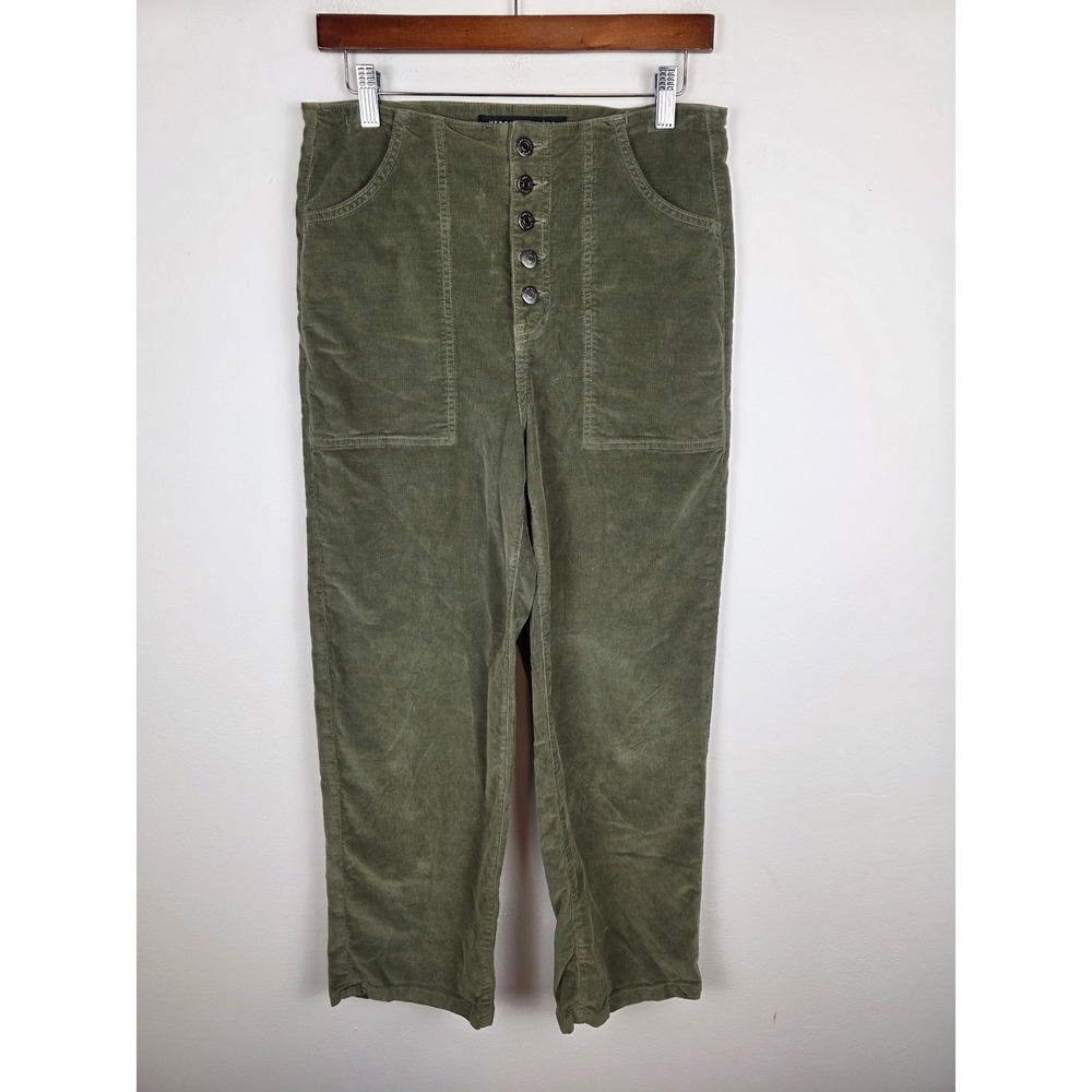 Veronica Beard Crosbie Crop Wide Leg Corduroy Pants Clover Green 29